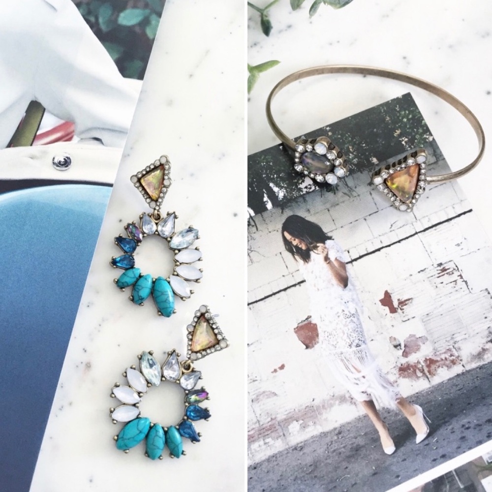 "Irina" Earrings || Blue & Clear Crystal Statement - Picture 7 of 10